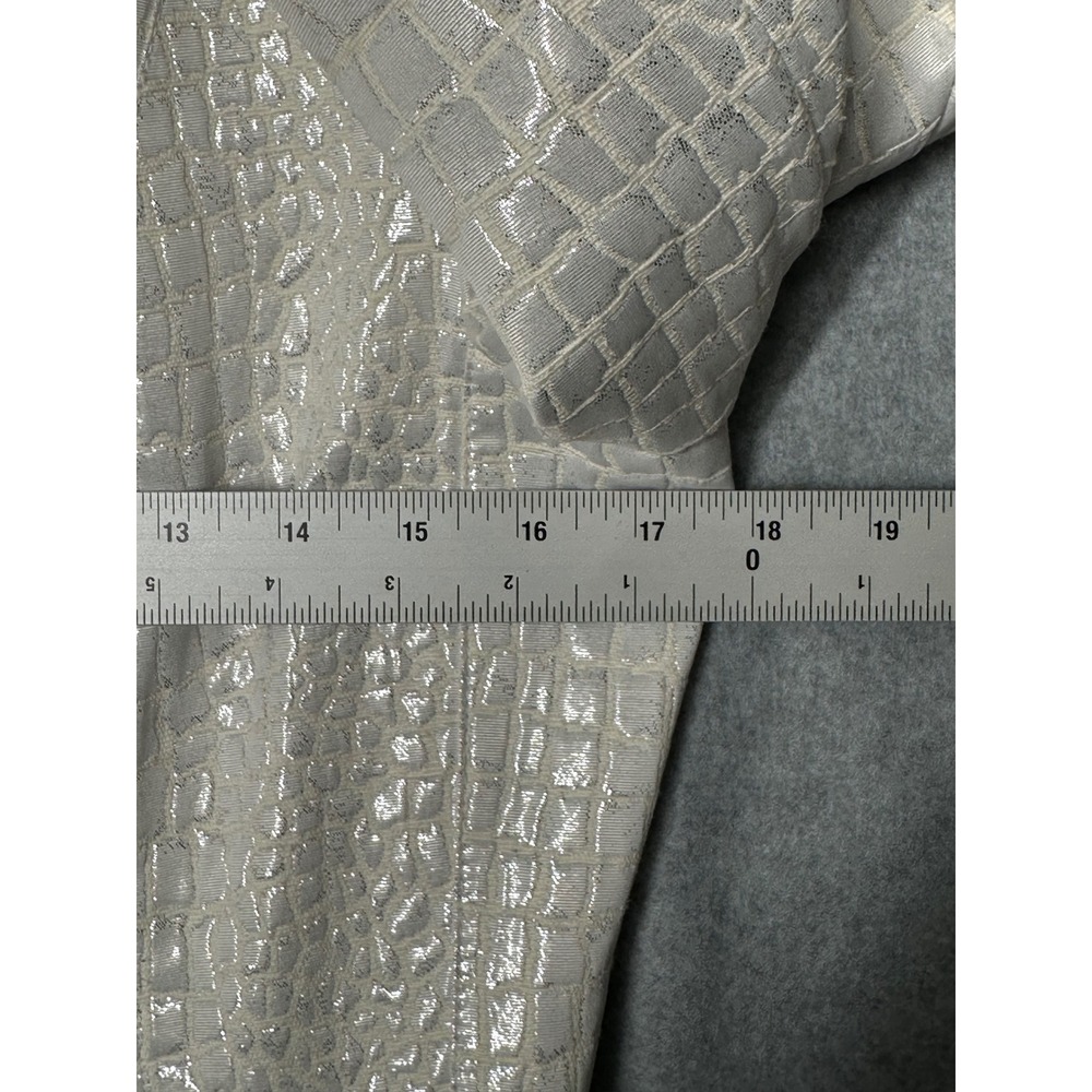 Worthington‎ Womens White Metallic Croc Embossed Moto Jacket Size M Asymmetrical - Picture 6 of 7